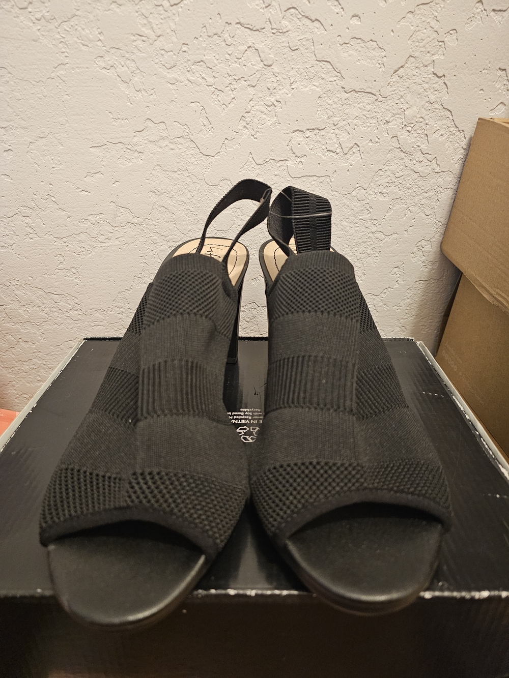 Life Stride Black Knit Slingback Mules